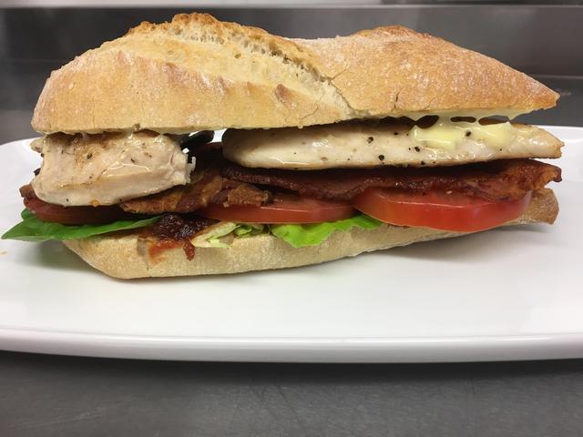 Chicken, Bacon, Lettuce And Tomato Club Baguette